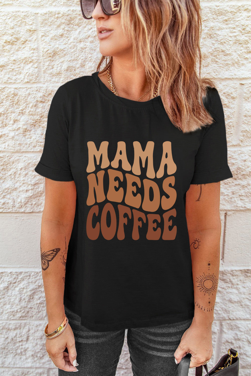 Black MAMA NEEDS COFFEE Graphic T Shirt Graphic Tees 8abc50adf441bca4