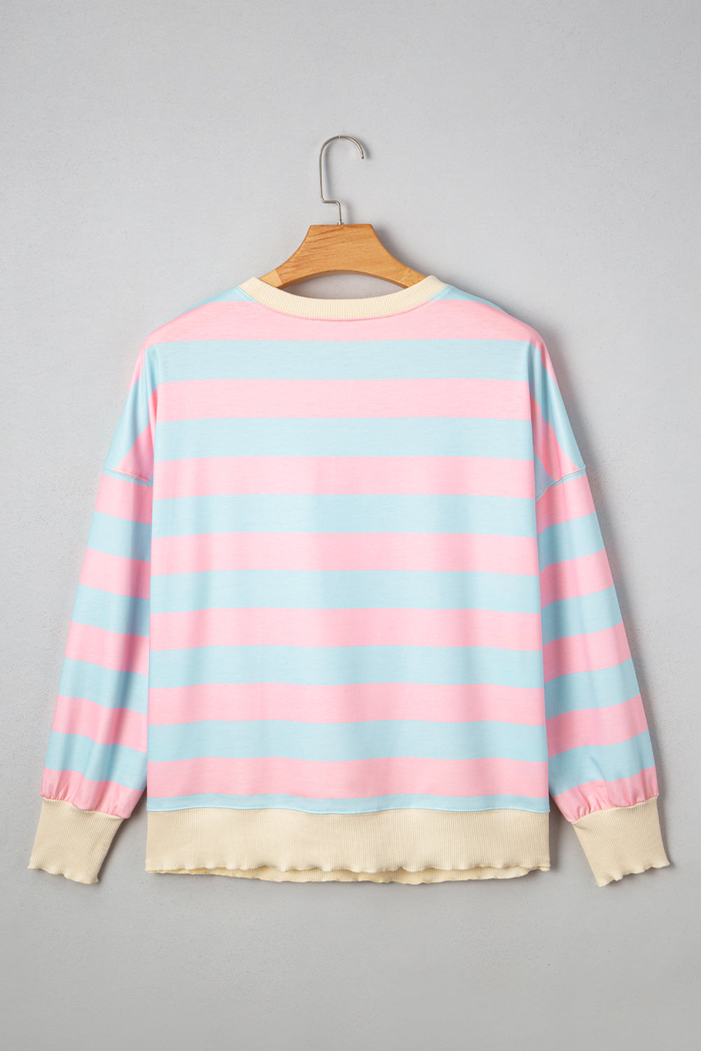 Sky Blue Stripe Colorblock Plus Size Sweatshirt Plus Size Tops 8b6308ae0c2deba9