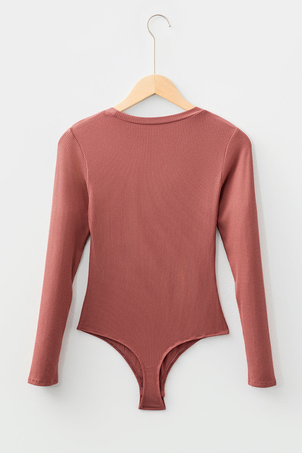 Mineral Red Ribbed Long Sleeve Crew Neck Solid Color Bodysuit Bodysuit 8e77e8afbddff6f8