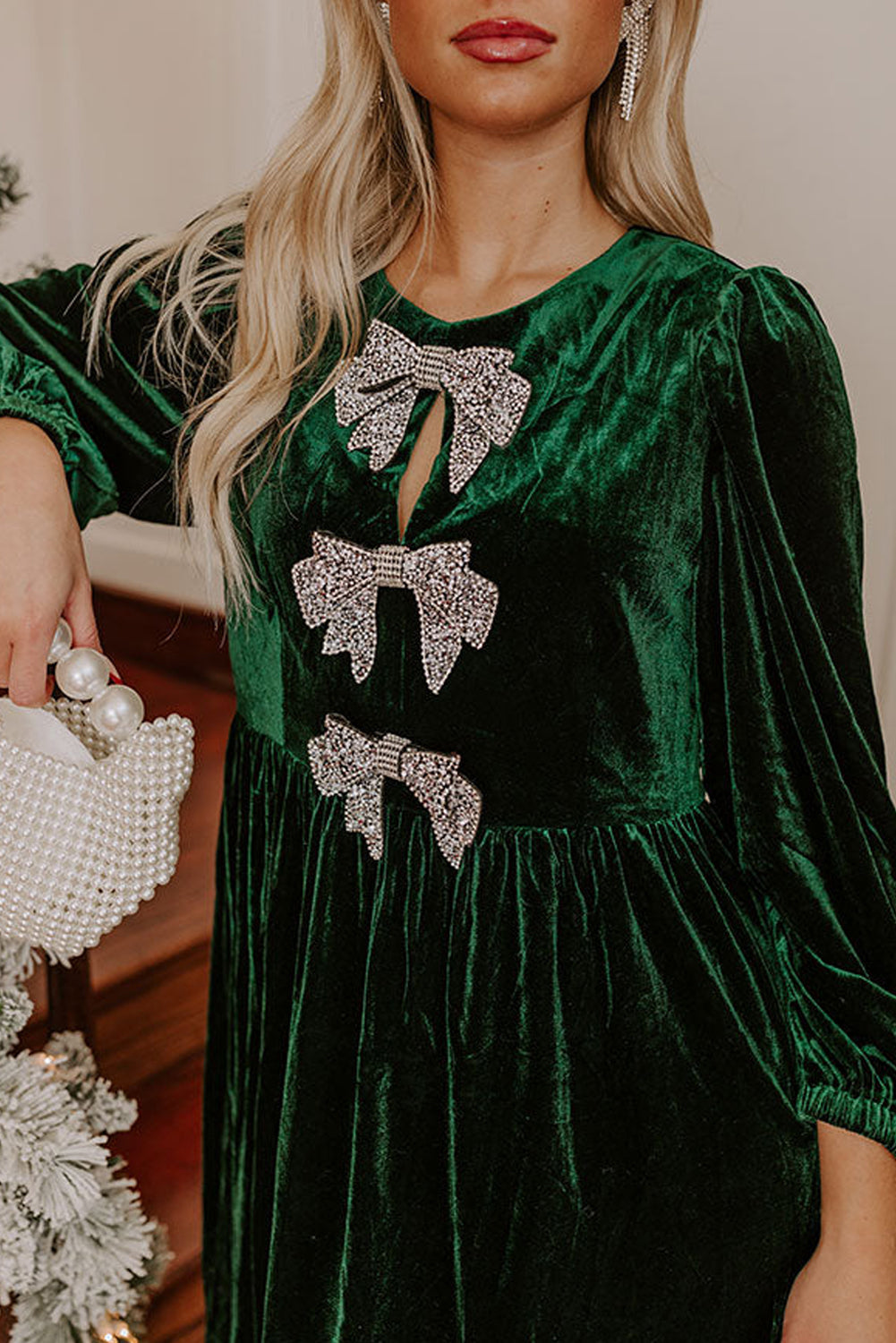 Fiery Red Bowknot Decor High Waist Velvet Mini Dress Short Dresses 90d99d68de927077