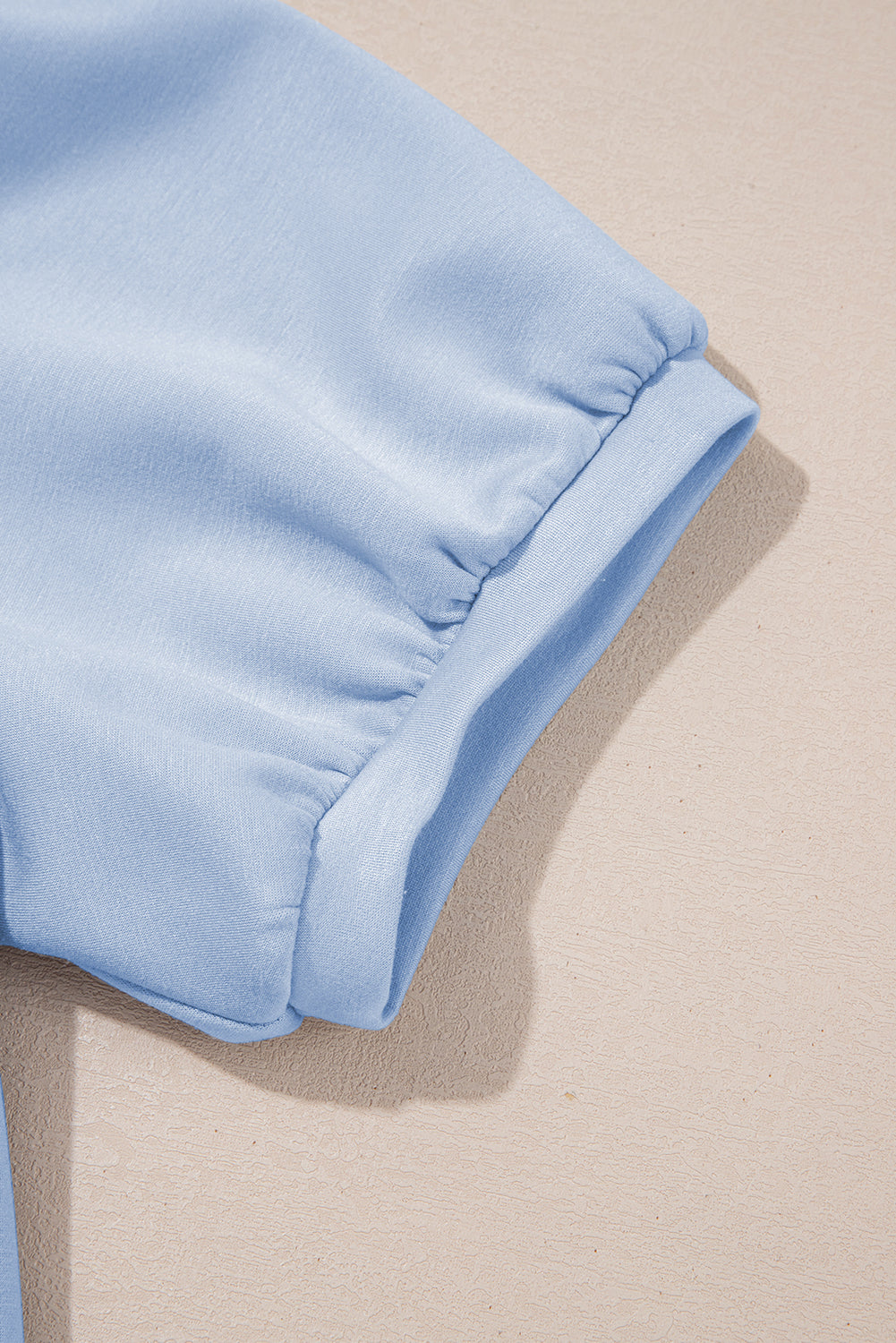 Beau Blue Puff Sleeve Pearl Embellished Scallop Hem 2-Piece Shorts Set Two Piece Shorts Sets 92b08749b7138d45