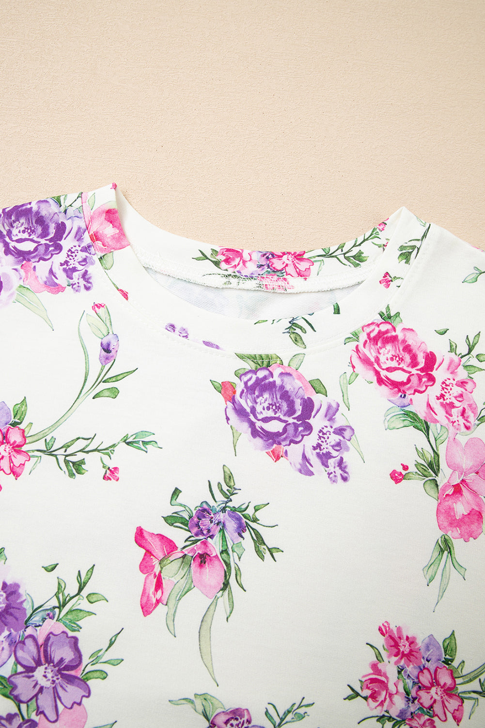 Apricot Floral Print Pullover Drawstring Lounge Pants Set Loungewear Set 93cc691915d38f2f