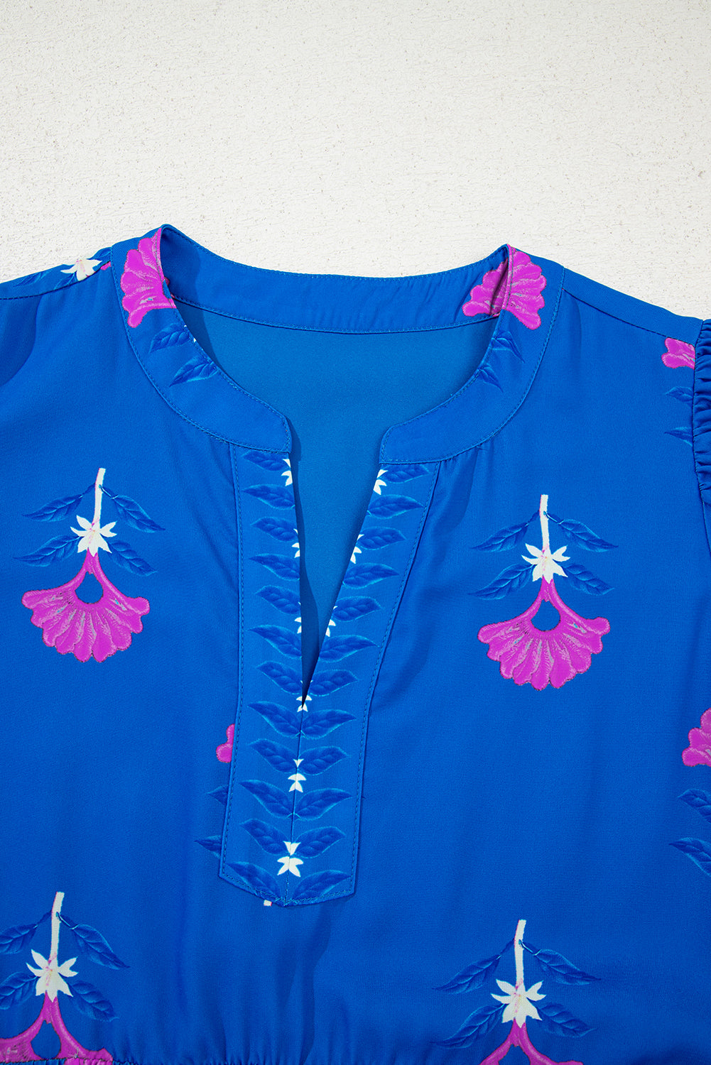 Green Floral Print Notched Neck Flounce Sleeve Midi Dress Midi Dresses 95f52e47abf1cf2e