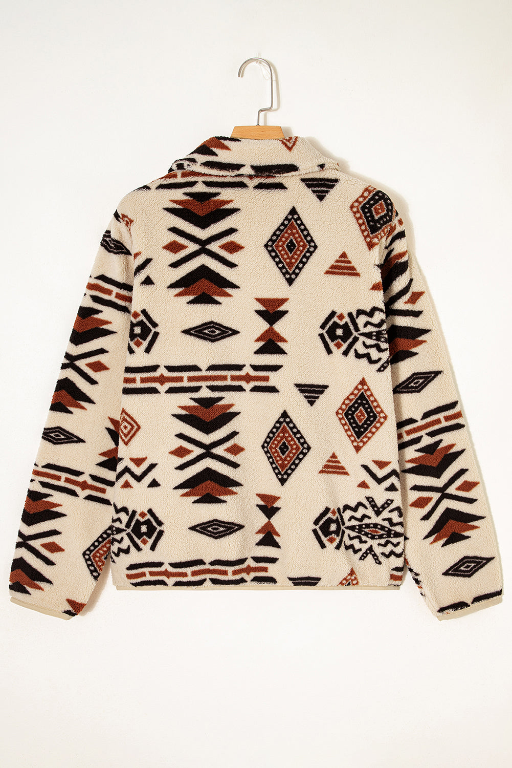 Black Vintage Geometric Half Zip Plush Sweatshirt Sweatshirts & Hoodies 980ae8edb533c1a1