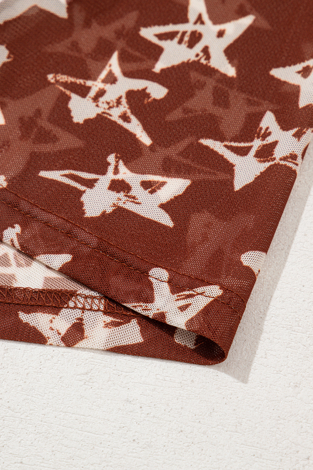 Red Star Print Mock Neck Slim Fit Top Long Sleeve Tops 993b5884c2de143d