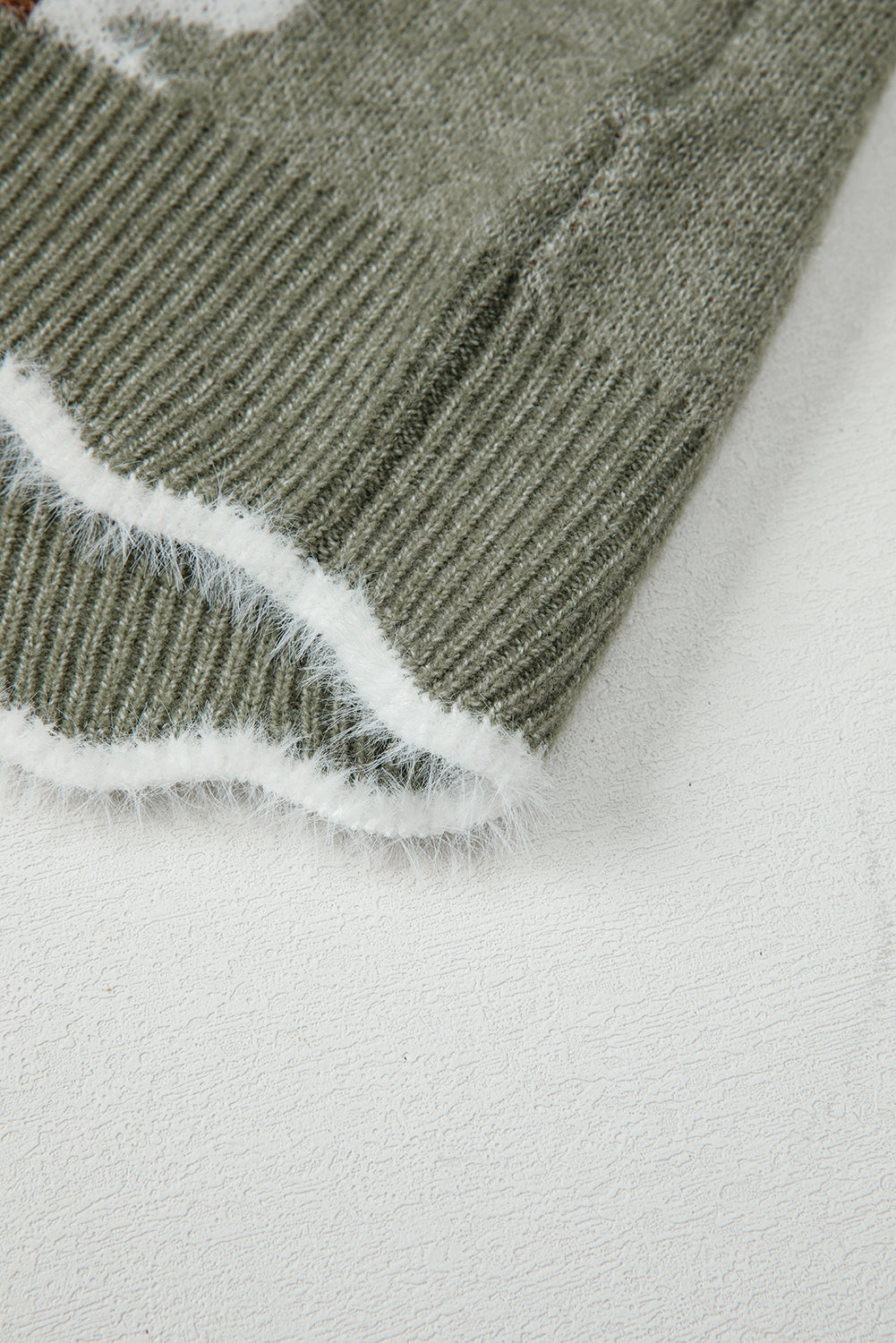 Smoke Gray Jacquard Floral Scallop V-neck Sweater Sweaters 9a8f5dbe25997de6