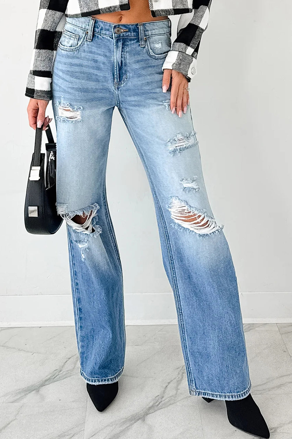 Myosotis Mid Rise Distressed Straight Leg Jeans Jeans 9ea7609365eab915