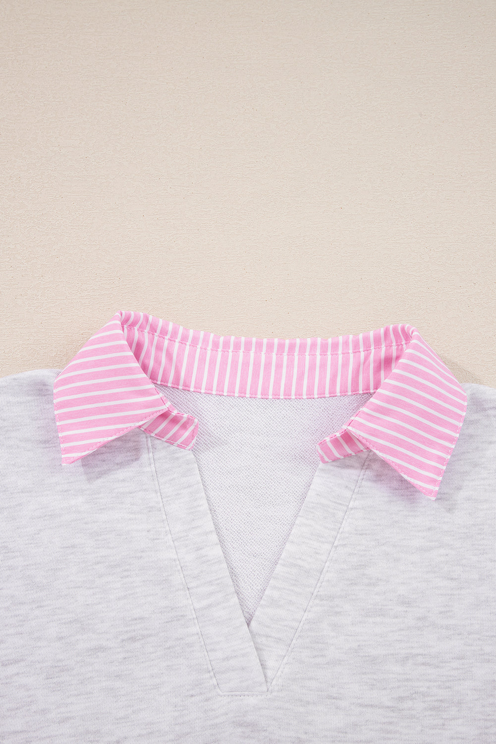 Light Grey Stripe Patchwork Loose Long Sleeve Top Drawstring Waist Pants Set Two Piece Pants Sets a13c8eebc81b8c4f