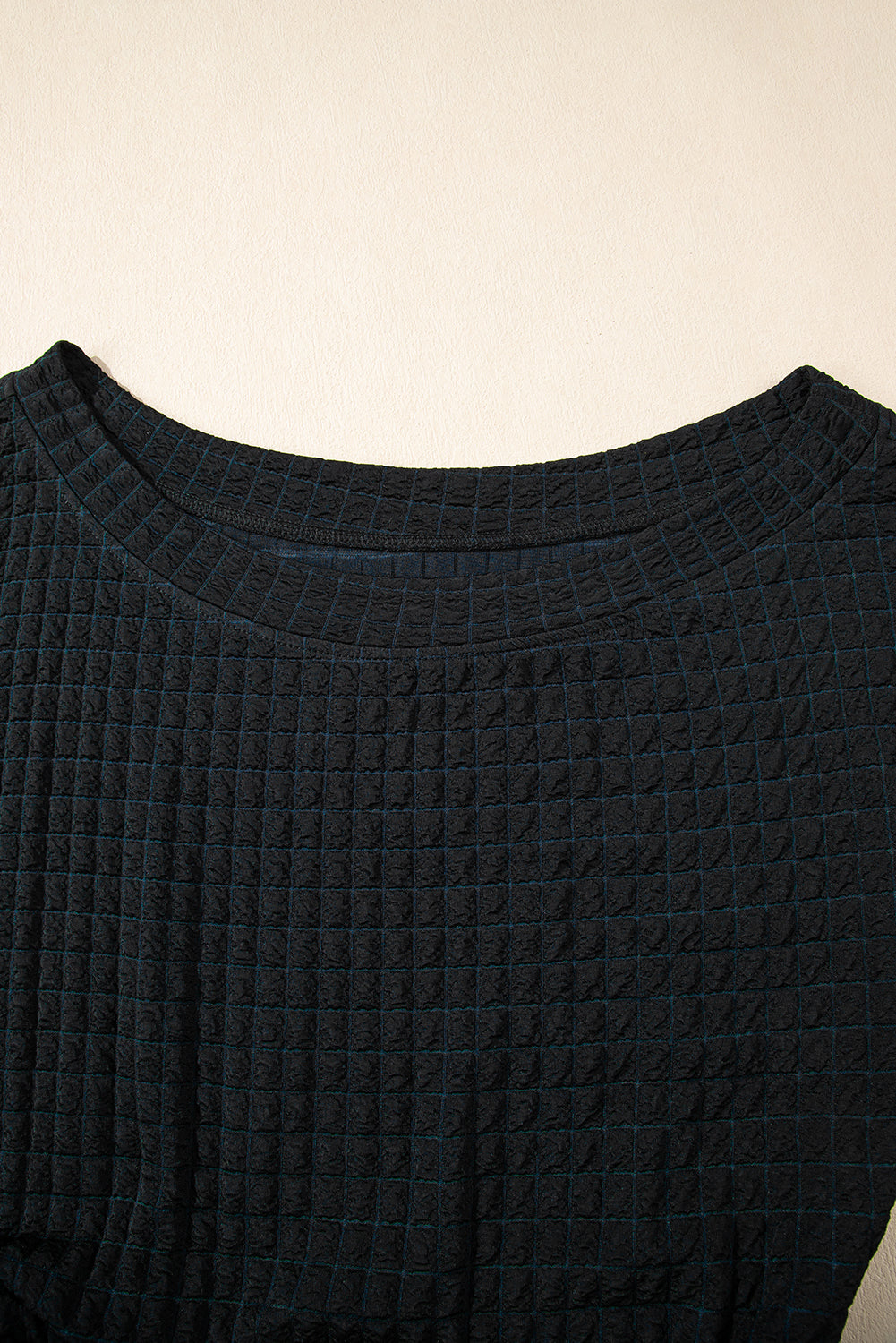 Black Checkered Mesh One Shoulder Short Sleeve Knotted Waist Jumpsuit Jumpsuits a1e057627a99780c