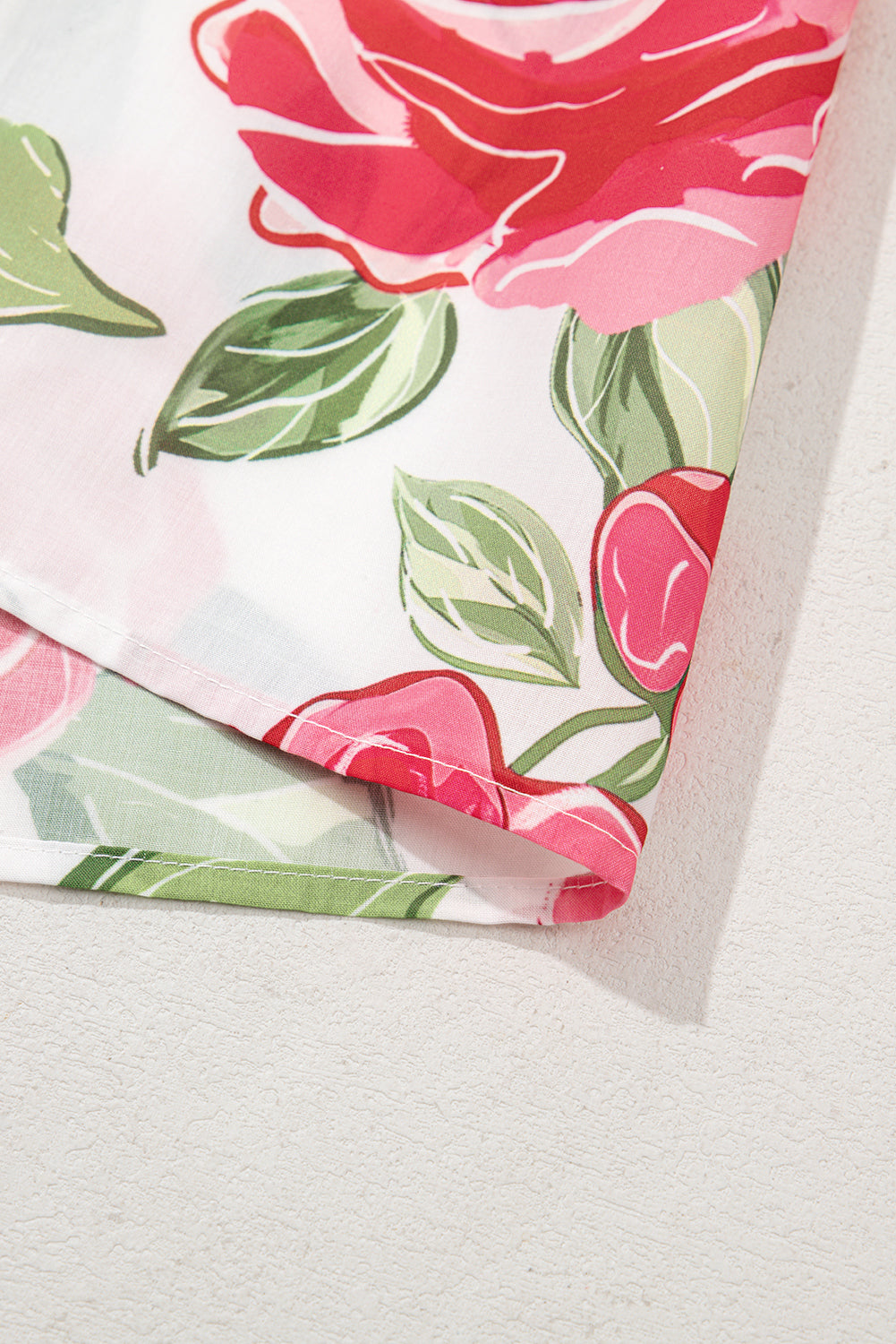 Rose Plus Size Floral Print Frill Neck Short Sleeve Blouse Plus Size Tops a2a39dccb6045ee5