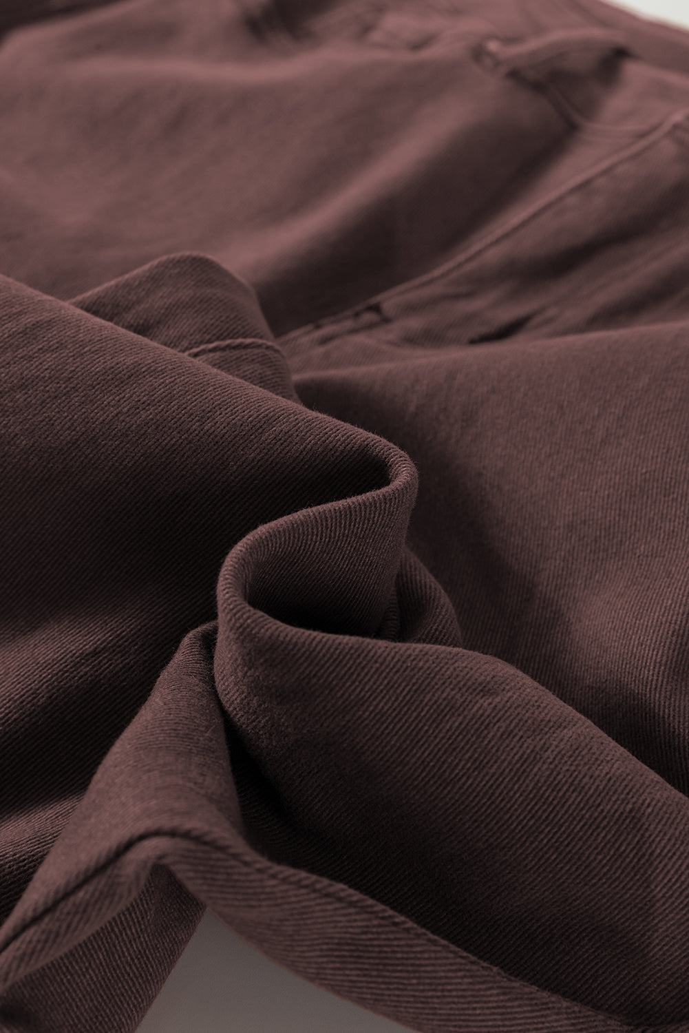 Coffee Solid Color Loose Straight High Waist Jeans Jeans a2d7b90505d61618