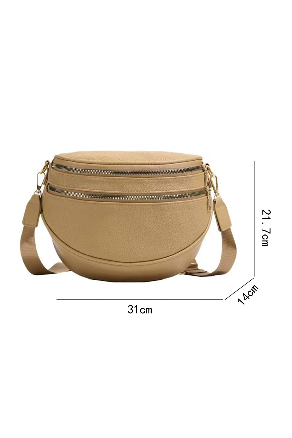 Parchment PU Leather Double Zipper Crossbody Bag Crossbody Bags a4abba9a3570339d