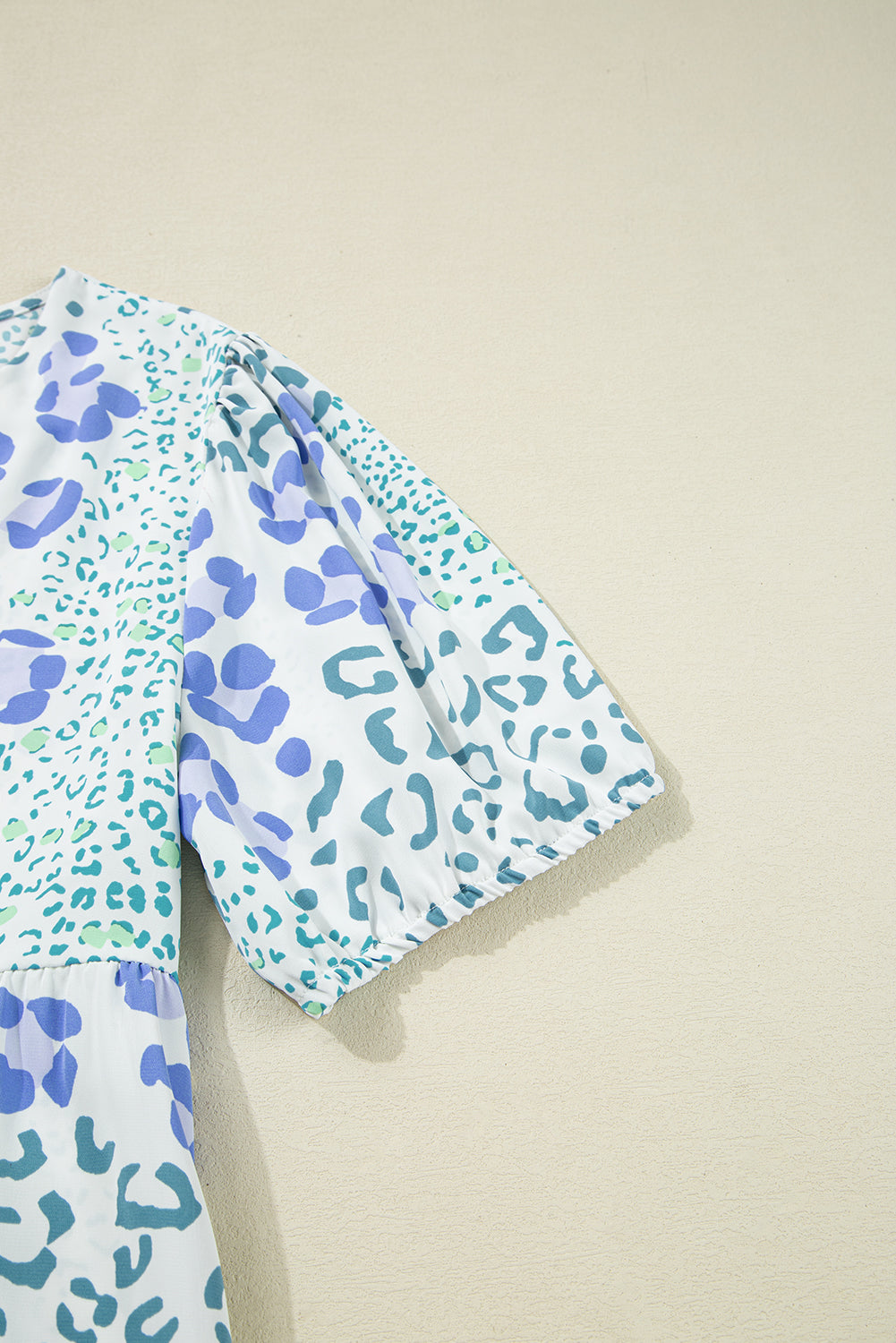 Sky Blue Leopard Bow Front Puff Sleeve Mini Dress Short Dresses a4c5090608e2baa1