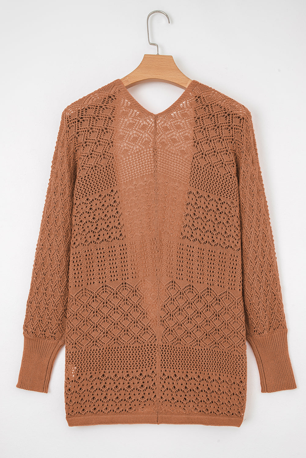 Jet Stream Mix Pattern Hollow Knit Open Front Cardigan Cardigans abb61fd2a10e8d43