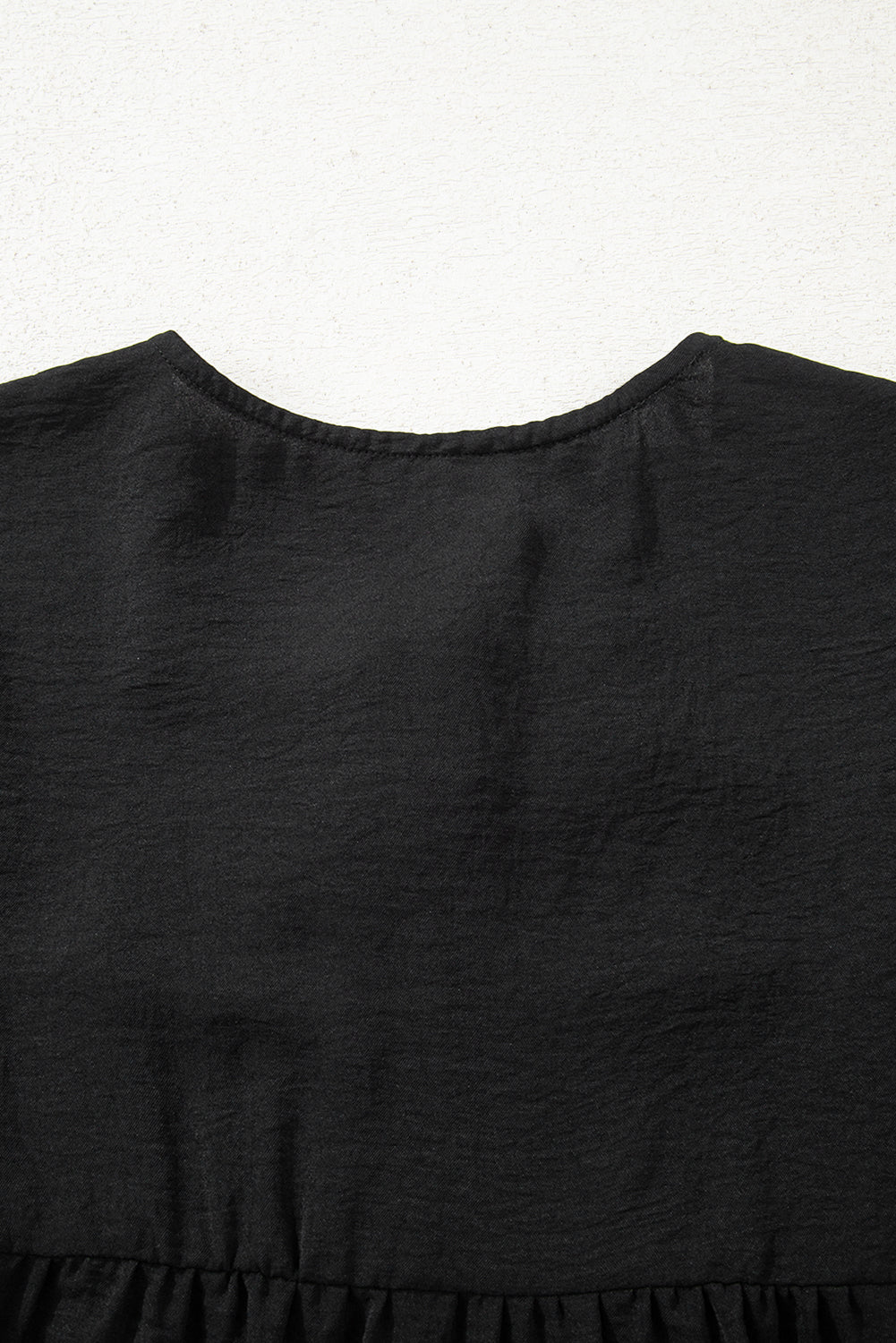 Black Bow Tie Neck 3/4 Sleeve Casual Blouse Blouses ac0929541ce855d7