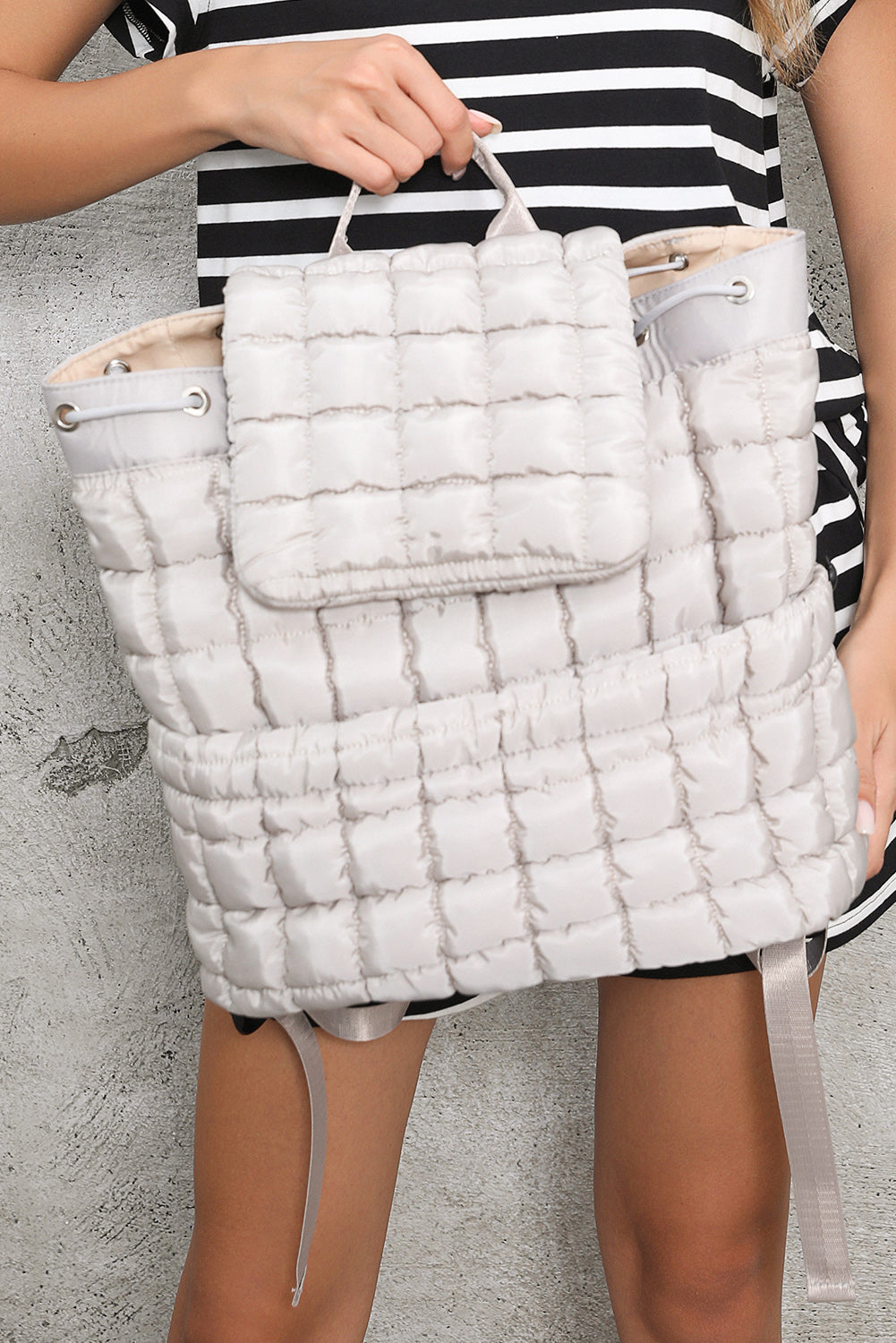 Pink Solid Flapped Quilted Puffer Backpack Backpacks aec06ada4baea7c1