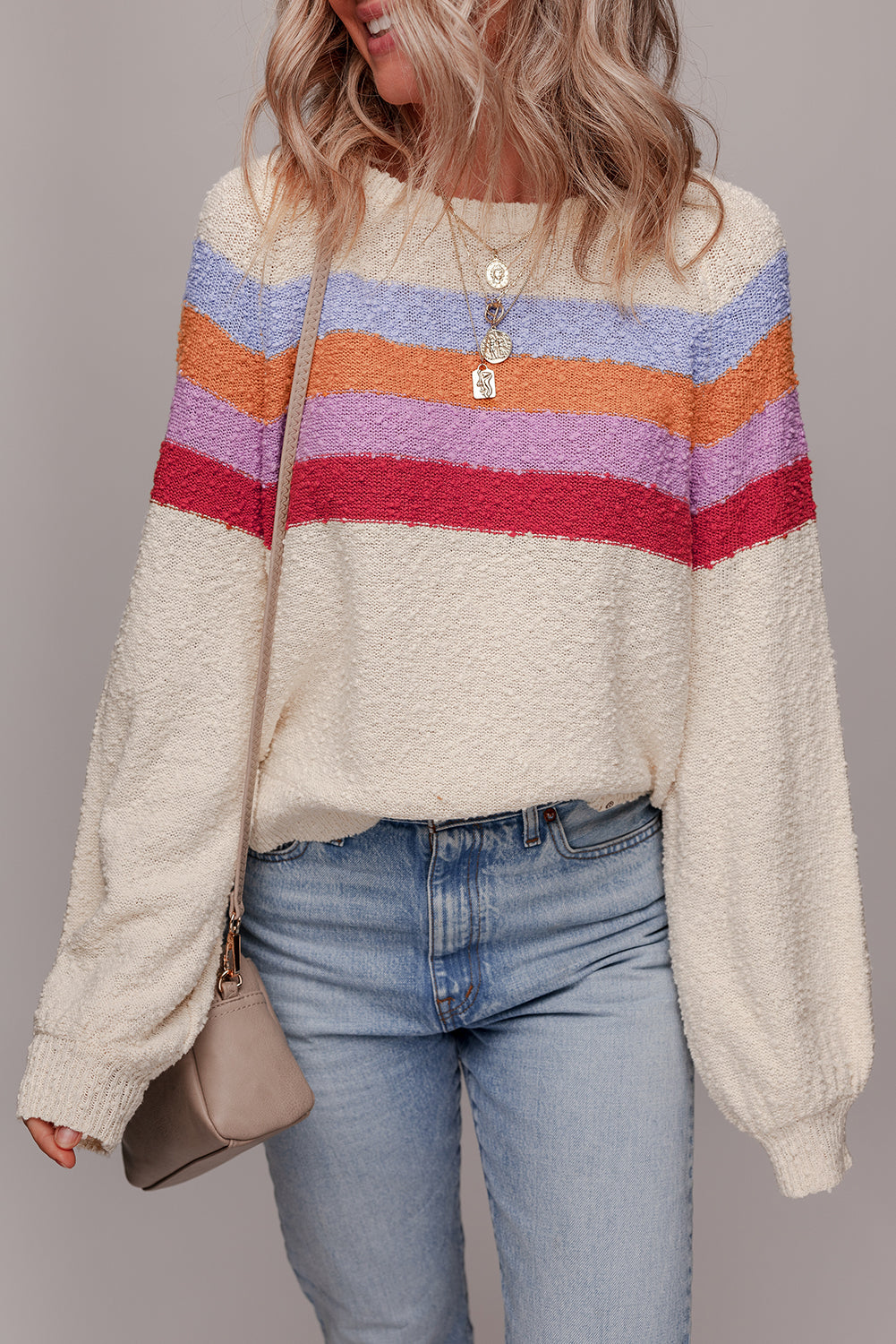 Jet Stream Striped Colorblock Drop Shoulder Textured Sweater Sweaters af2c634df0370288