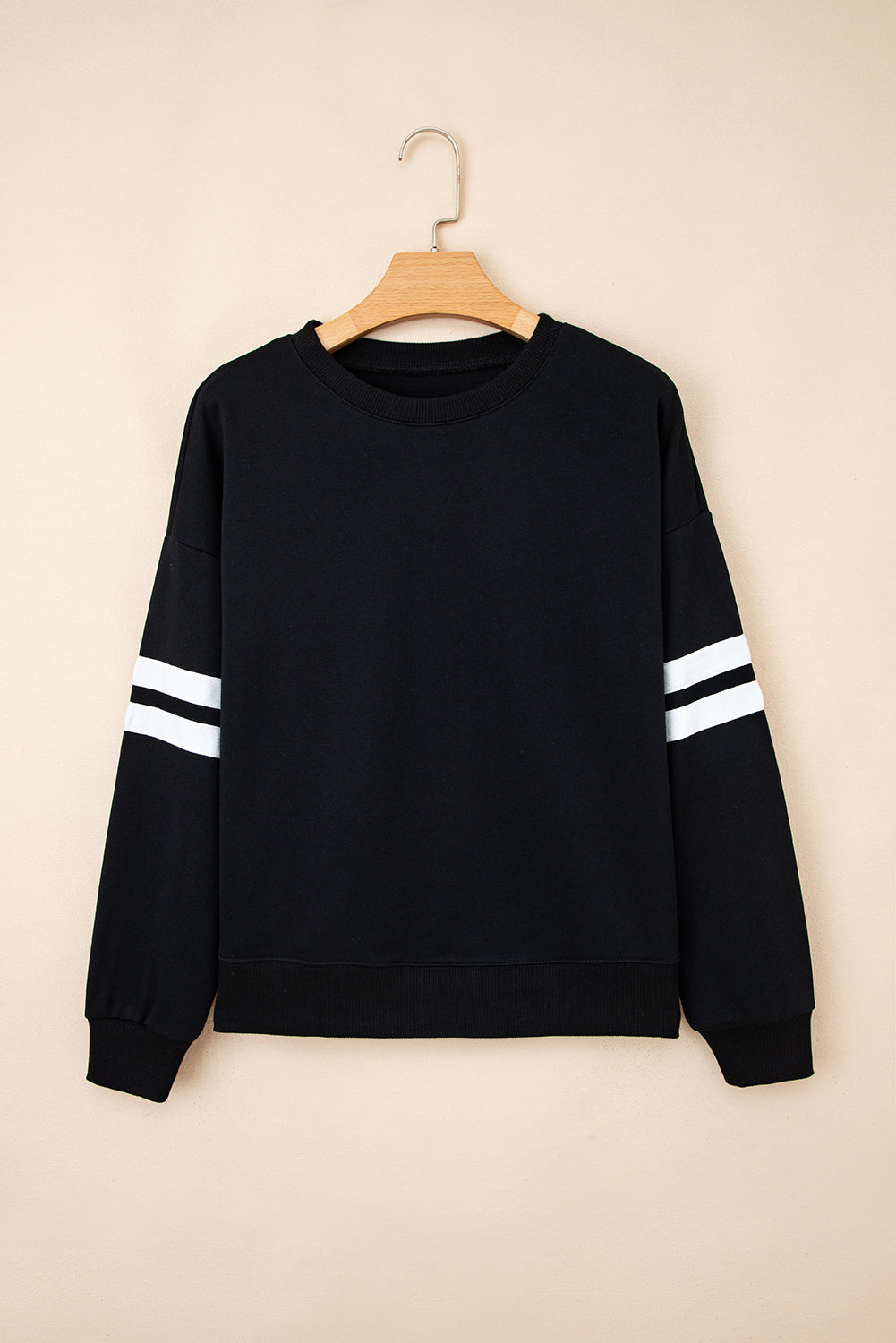 White Preppy Striped Sleeve Loose Sweatshirt Sweatshirts & Hoodies aff0a30e78854312