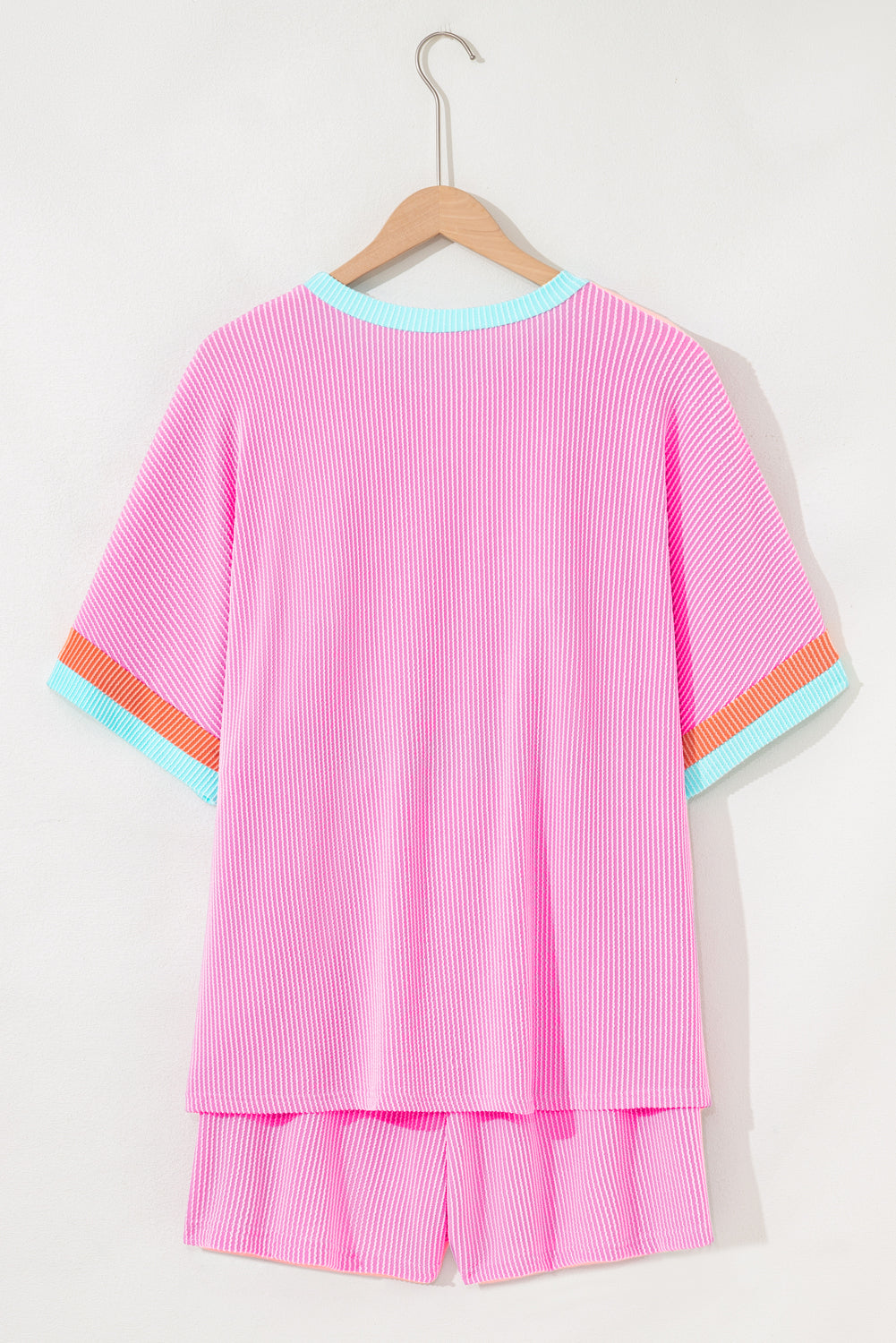 Bonbon Colorblock Corded Plus Size Two Piece Shorts Set Plus Size Matching Sets b0fd8b89343ab451