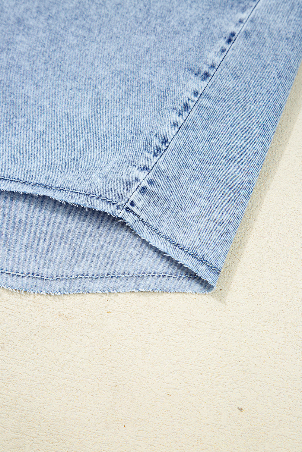 Blue Chest Pocket Raw Hem Denim Loose Shirt Dress Short Dresses b28b16dc703d204f