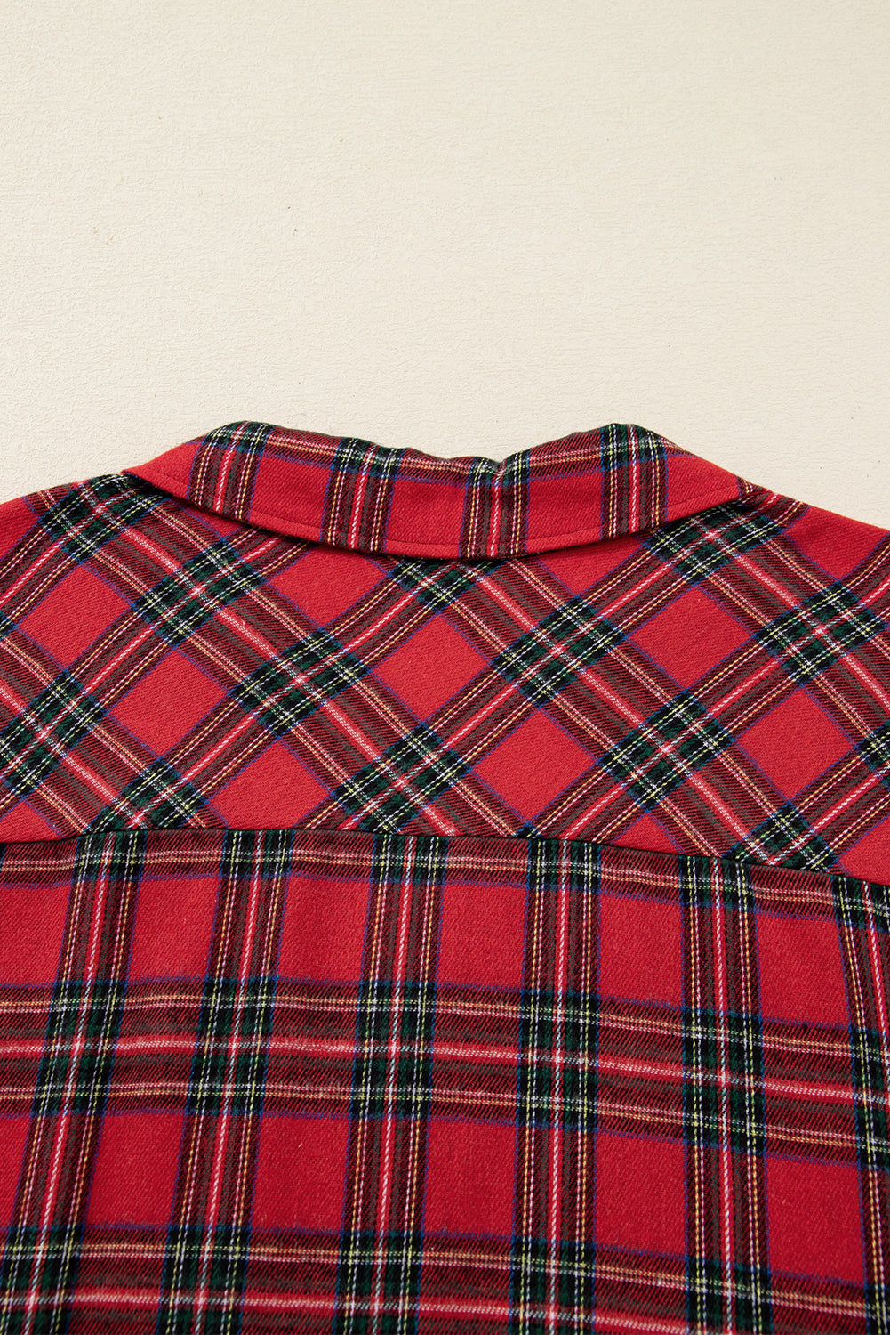 Red Plus Size Plaid Patchwork Long Sleeve Shirt and Shorts Pajama Set Plus Size Matching Sets b3711a8c5afc261c