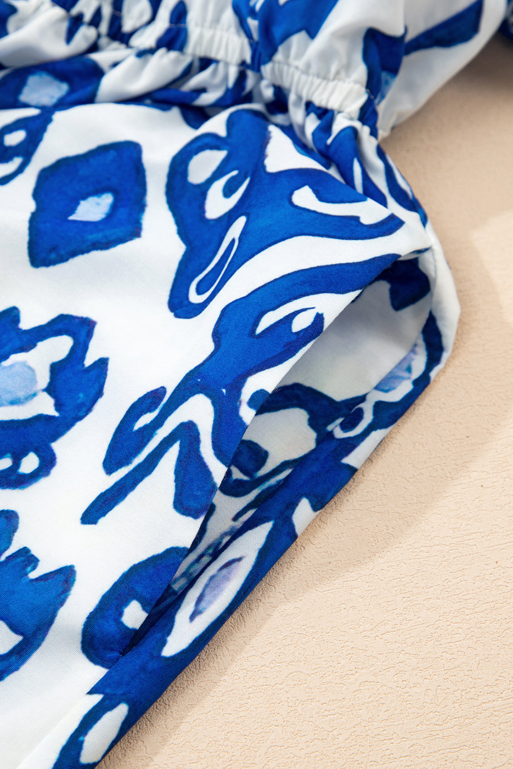 Blue Floral Ruffle Hem Pop of Color Neckline Dress Midi Dresses b3b32141da2e561a