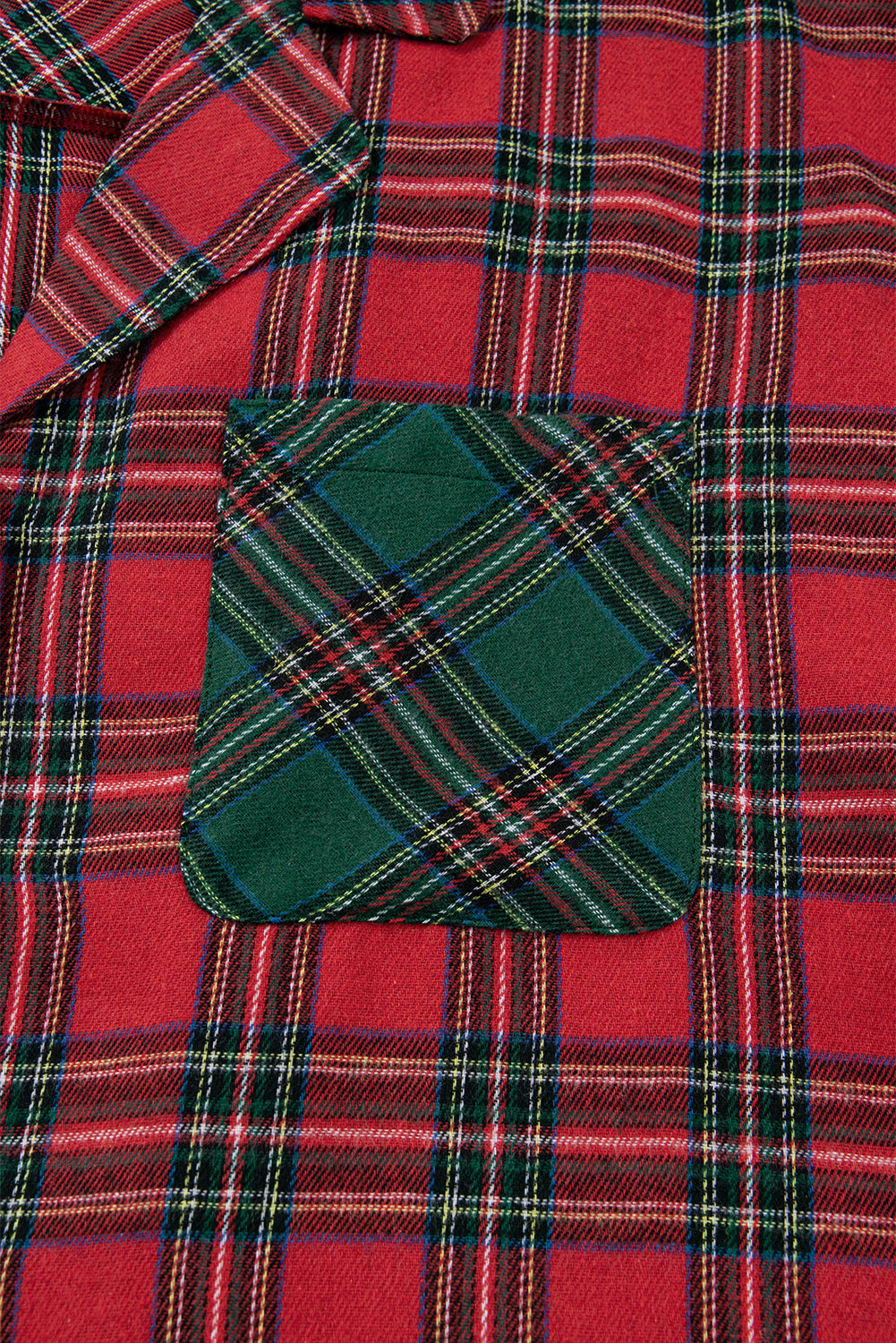 Red Plus Size Plaid Patchwork Long Sleeve Shirt and Shorts Pajama Set Plus Size Matching Sets b5b4d201b45f04e1