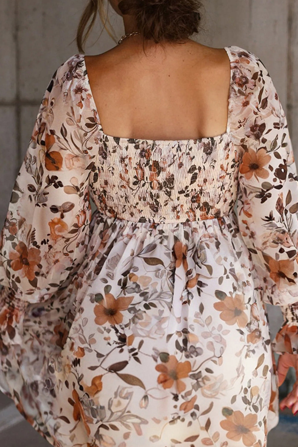 White Floral Print Sweetheart Neck High Waist Mini Dress Short Dresses b93e74193ba26066