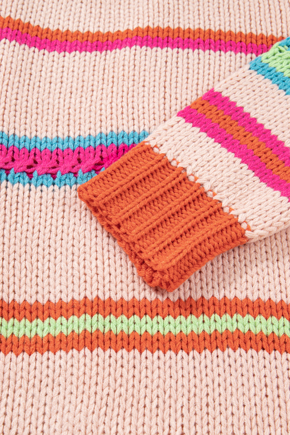 Multicolour Open Front Striped Colorblock Knit Oversize Cardigan Cardigans b959967eaf00561d