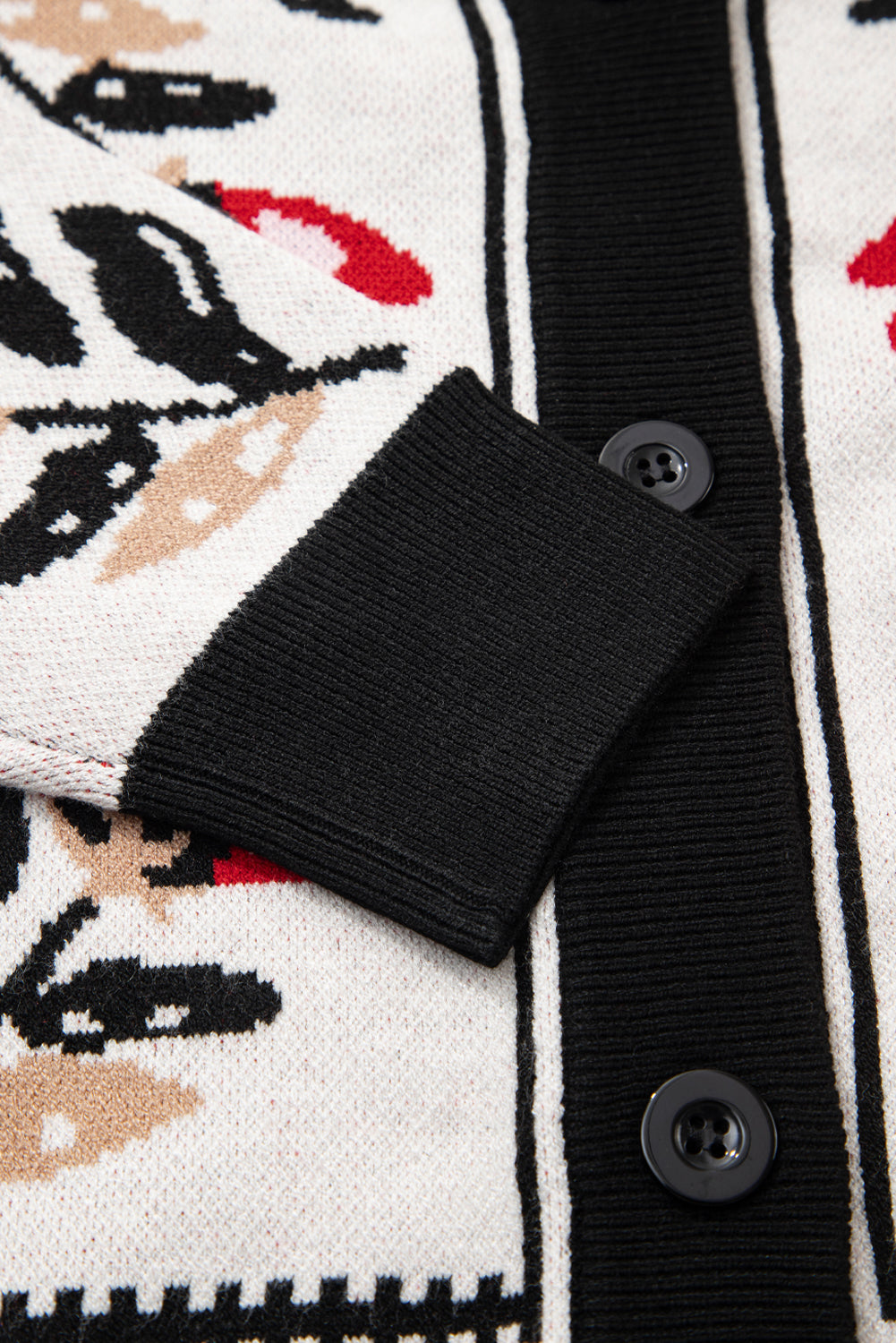 Black Floral Print Button Front V Neck Contrast Trim Cardigan Cardigans bb54cb6cb246f69d