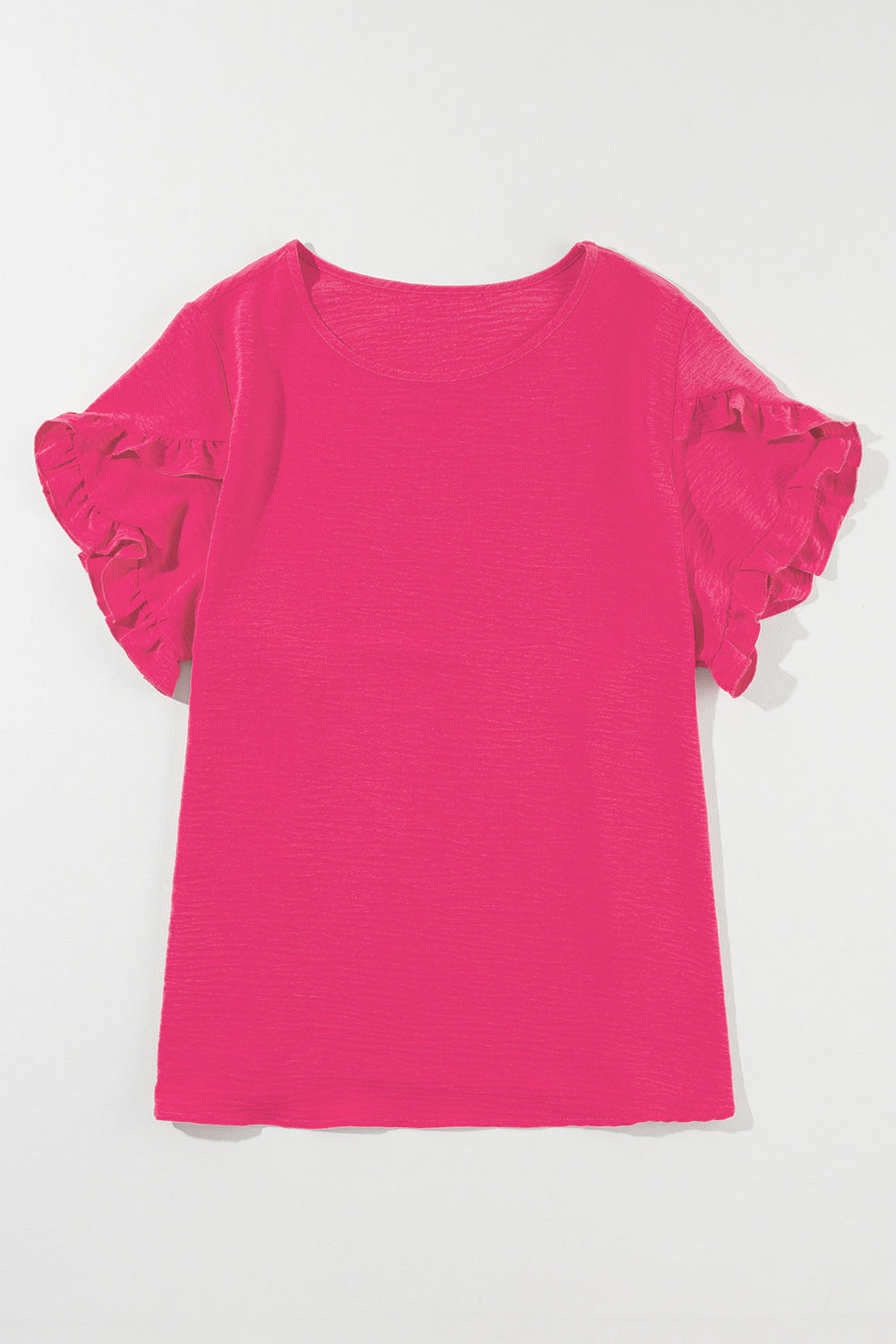 Bright Pink Ruffled Short Sleeve Plus Size Top Plus Size Tops bc5c8eb1b2956560