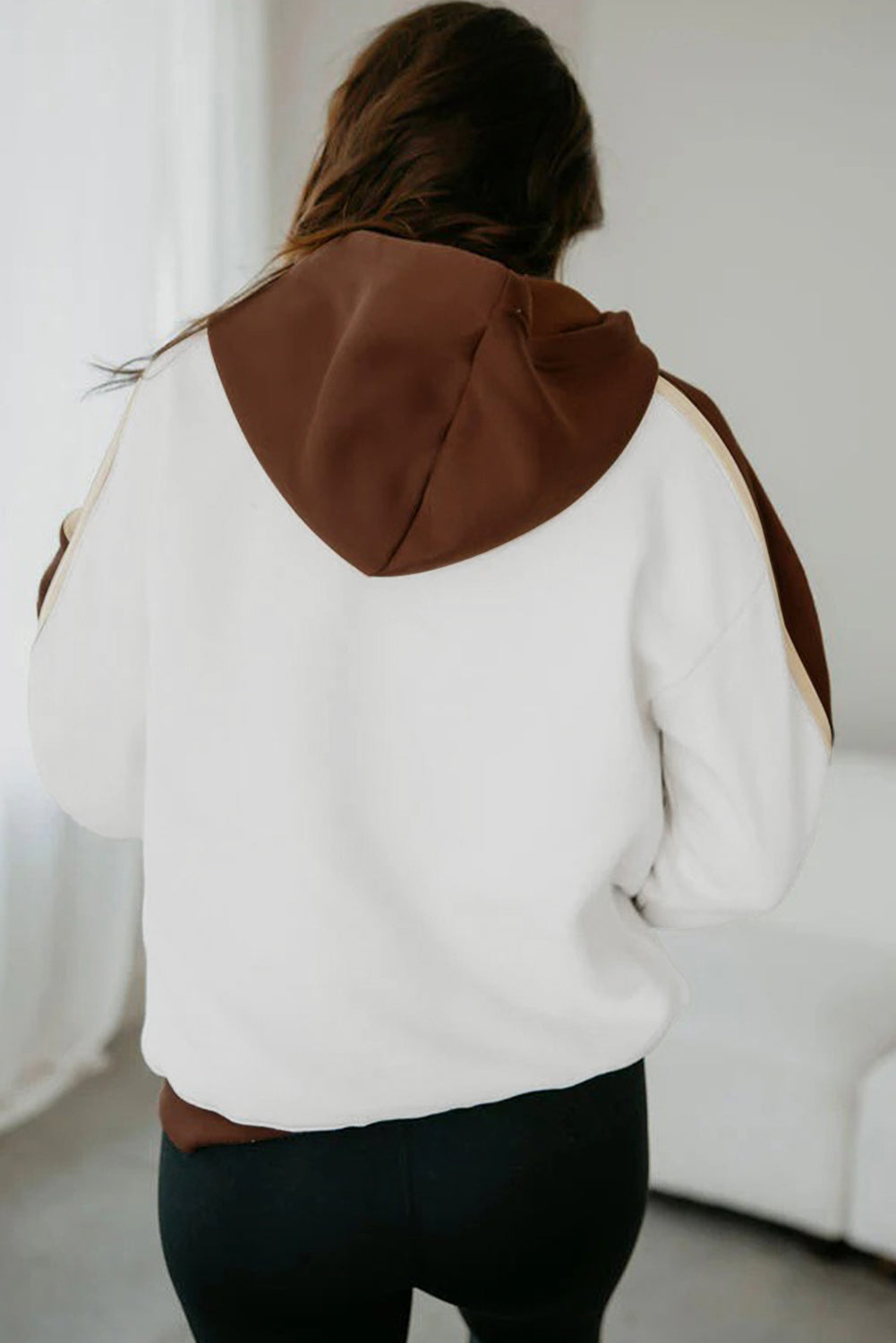 Coffee Colorblock Kangaroo Pocket Long Sleeve Hoodie Sweatshirts & Hoodies bea1a28eab3a4fe0