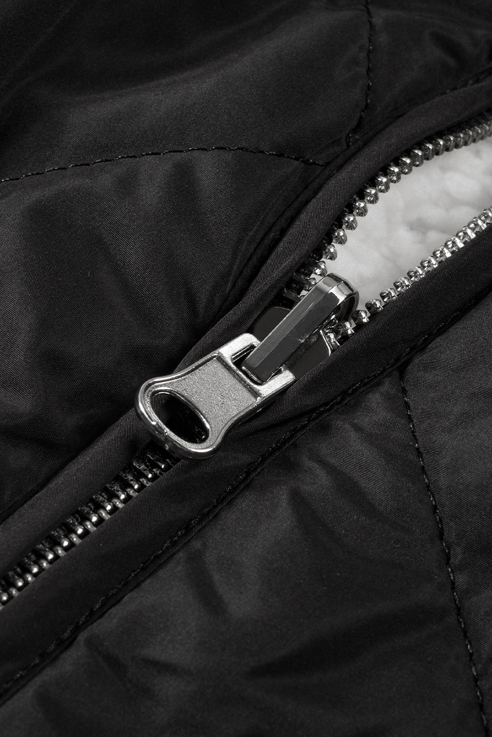 Black Zip Up Fleece Lined Quilted Vest Coat Coats c03fe321baab64fc