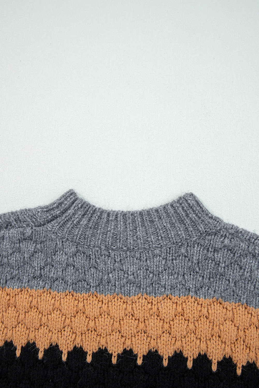 Khaki Colorblock High Neck Baggy Sweater Sweaters c1ba48a38d659c33