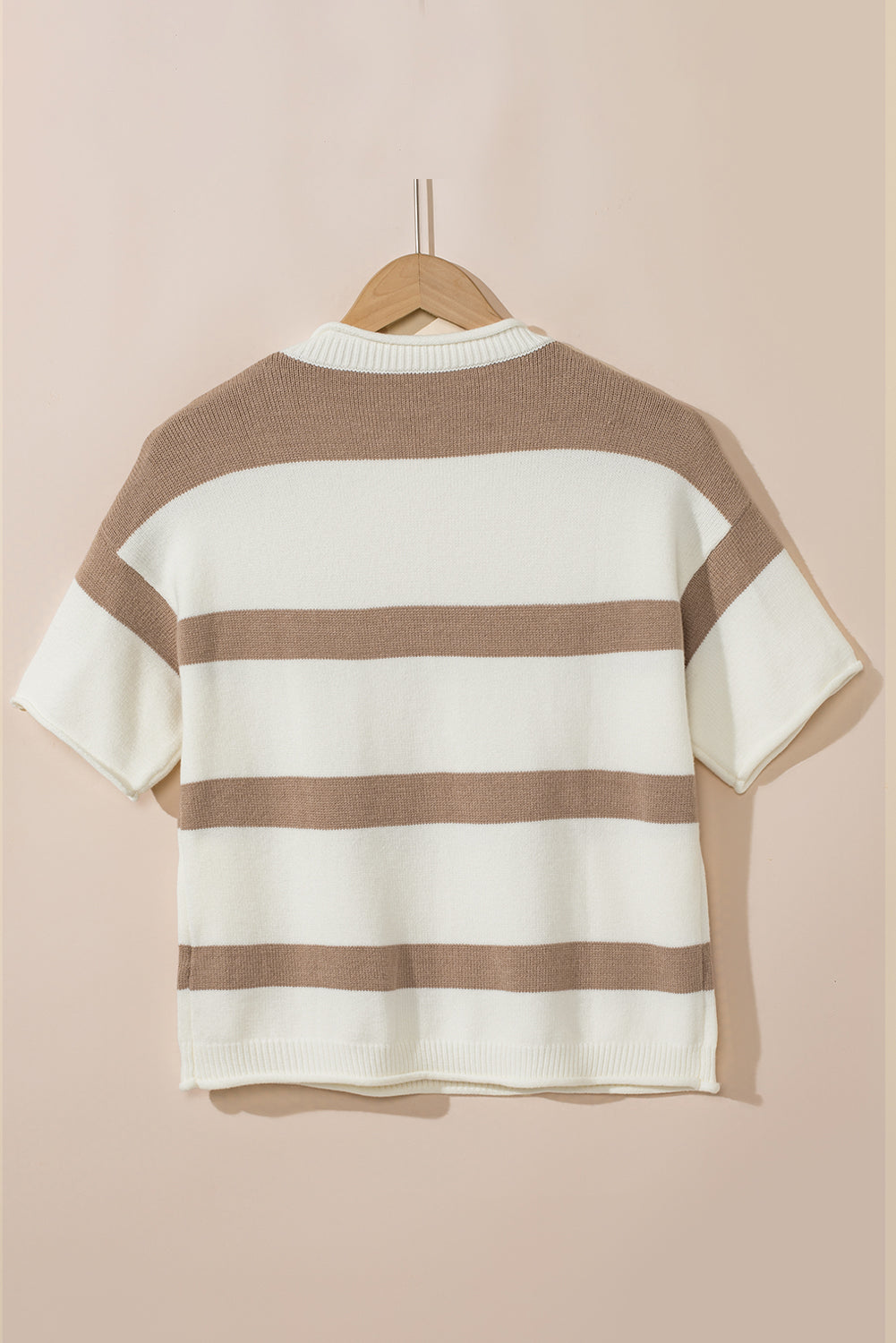 Khaki Striped Drop Shoulder Knitted Top Knit Tops c4f0d1c4eb5520c3