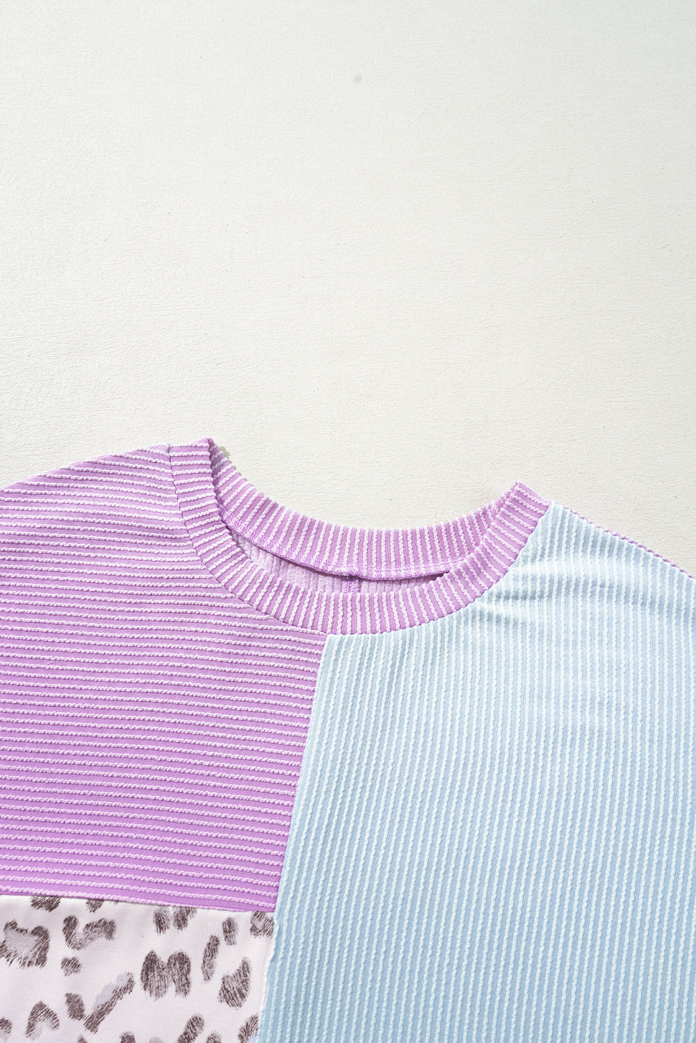 Rose Red Leopard Colorblock Patchwork Corded Plus Size T Shirt Plus Size Tops c5bdf9ee76fdfa99