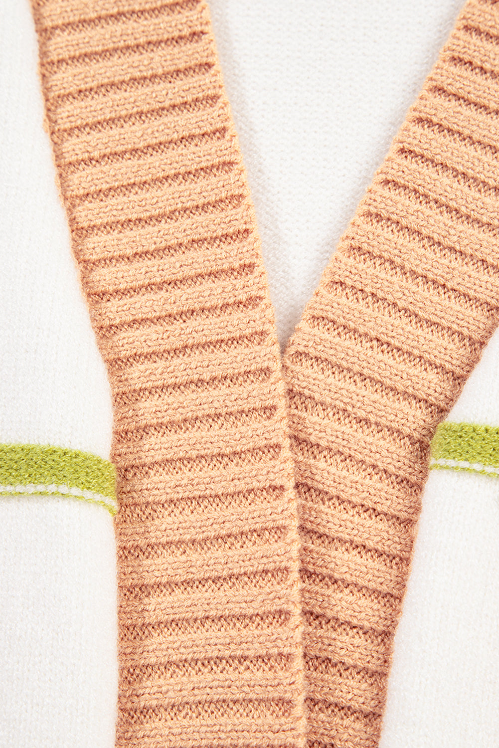 White Color Block Striped Open Front Cardigan With Pocket Cardigans c9fce7d988c6b76d