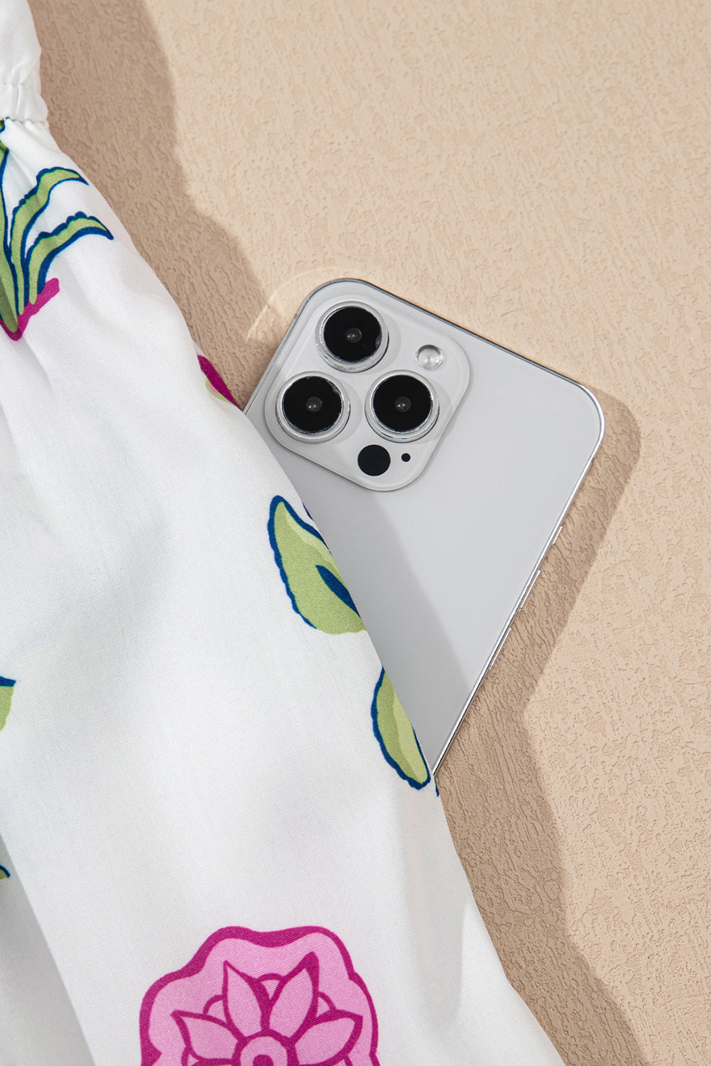 Blue Floral Ruffle Hem Pop of Color Neckline Dress Midi Dresses ca2ef45774fe8bab