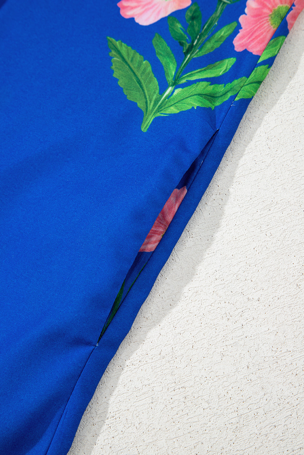 Rose Striped Trim Short Sleeve Split Neck Floral Mini Dress Short Dresses cd05c086623d6162