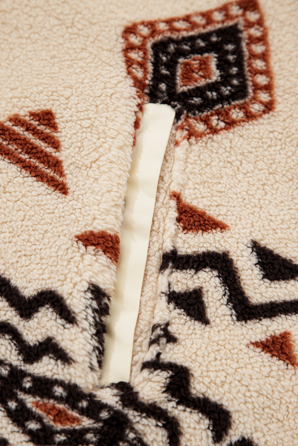 Black Vintage Geometric Half Zip Plush Sweatshirt Sweatshirts & Hoodies d12eb8604e662d50