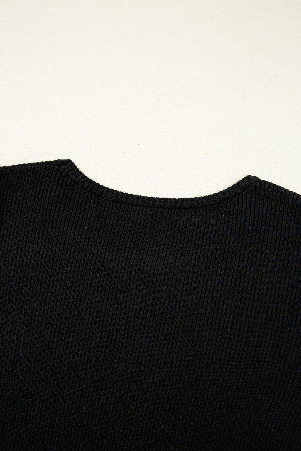 Black Ribbed Knit Cold Shoulder Plain Sweater Sweaters d27b53ddb4add00f