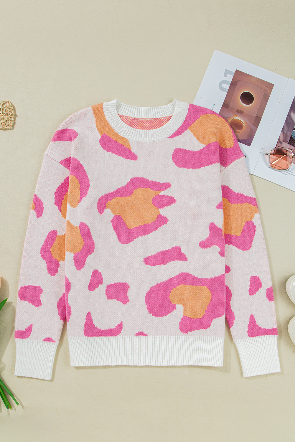Sachet Pink Cheetah Colorblock Sweater Sweaters d2b3647c32a4665a