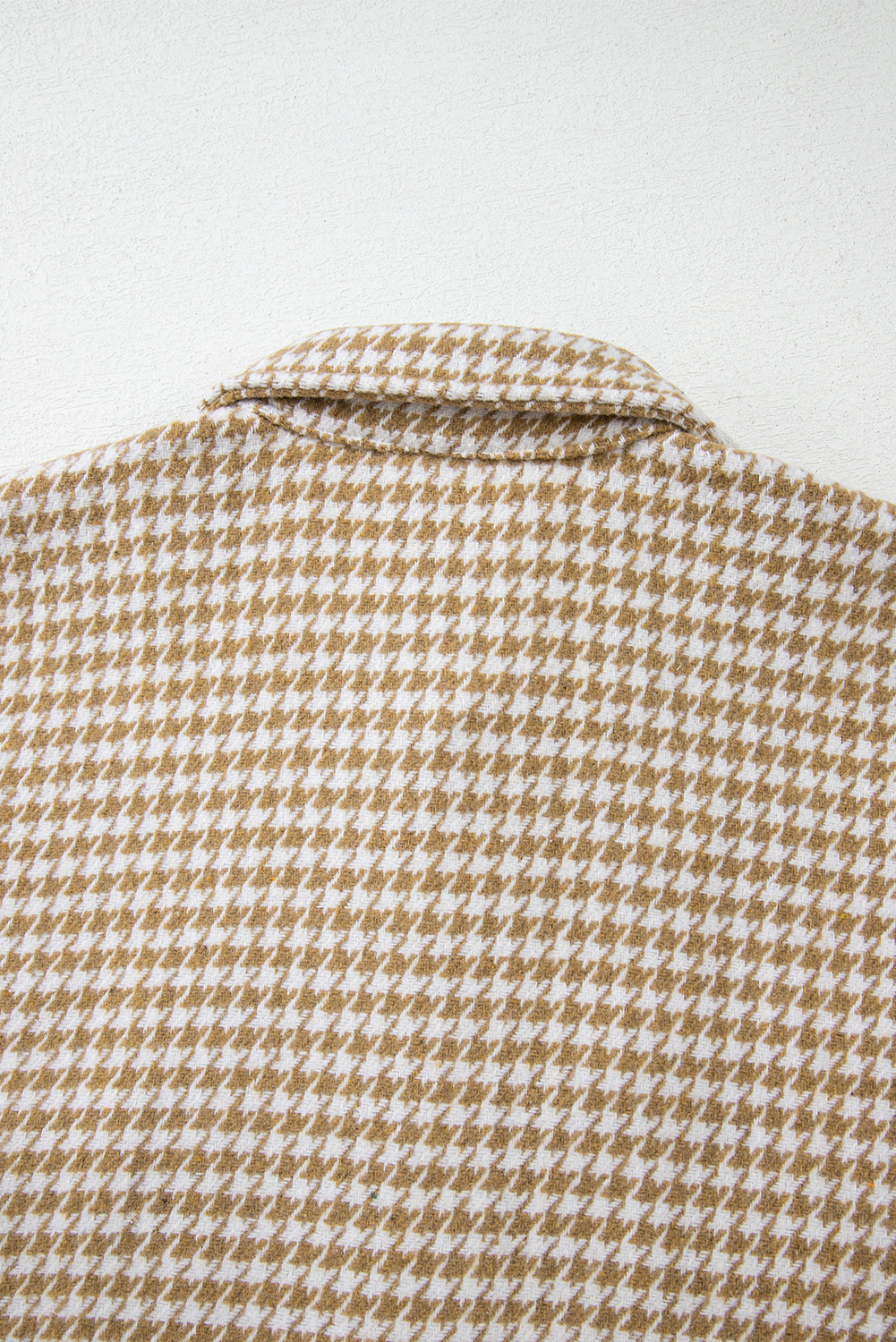 Khaki Houndstooth Textured Patchwork Loose Shacket Jackets d2b6bf99461b8005