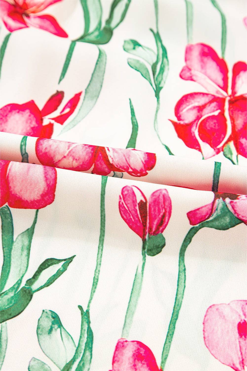 Pink Plus Size Floral Print Striped Trim V Neck Blouse Plus Size Tops d3f46368767689cf