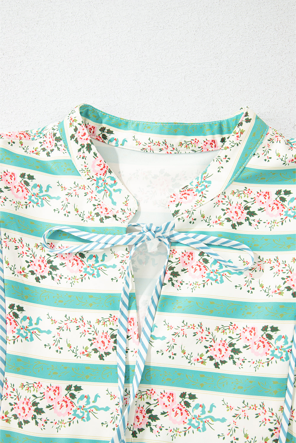 Multicolor Boho Floral Striped Tie V Neck Long Dress Midi Dresses d434f5f056ccc067