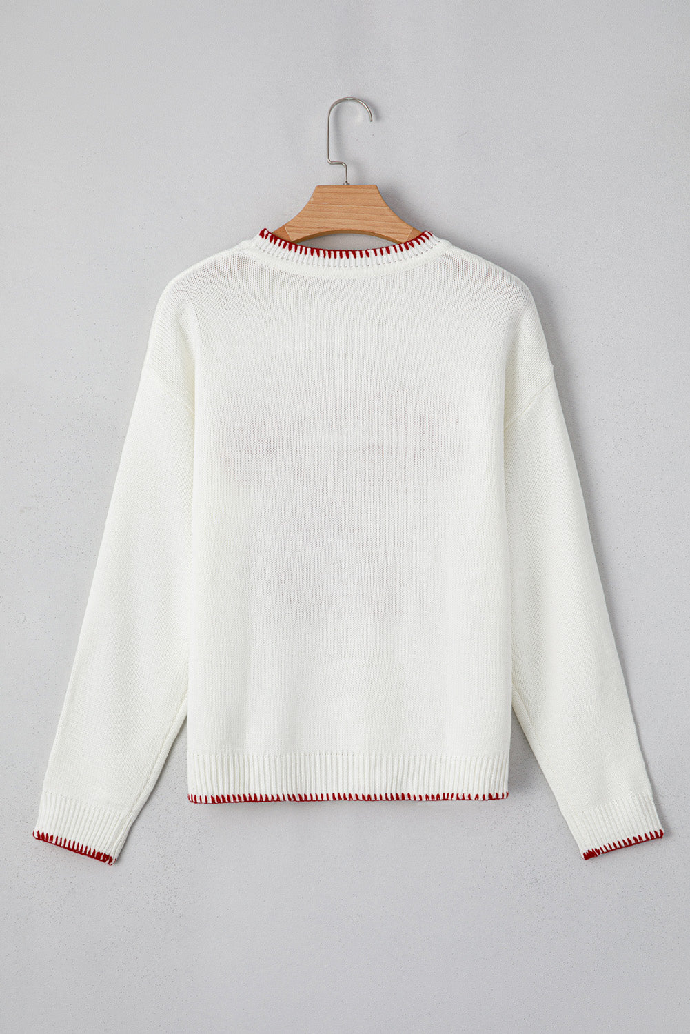 White Sweet Bow Long Sleeve Knit Sweater Sweaters d51c9edecb5aa318