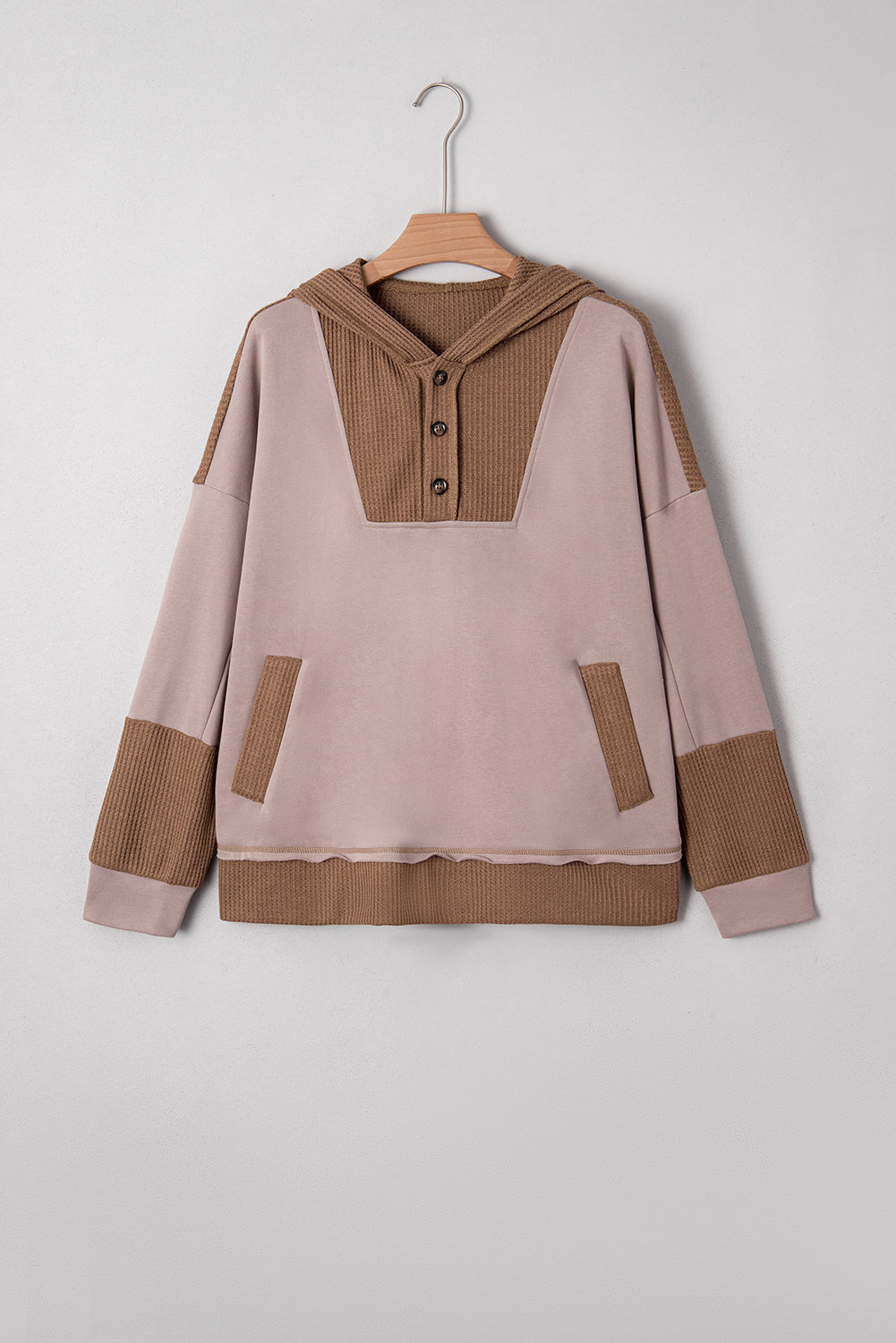 Goat Waffle Patchwork Exposed Seam Oversized Hoodie Sweatshirts & Hoodies d61543fac2ec8e25