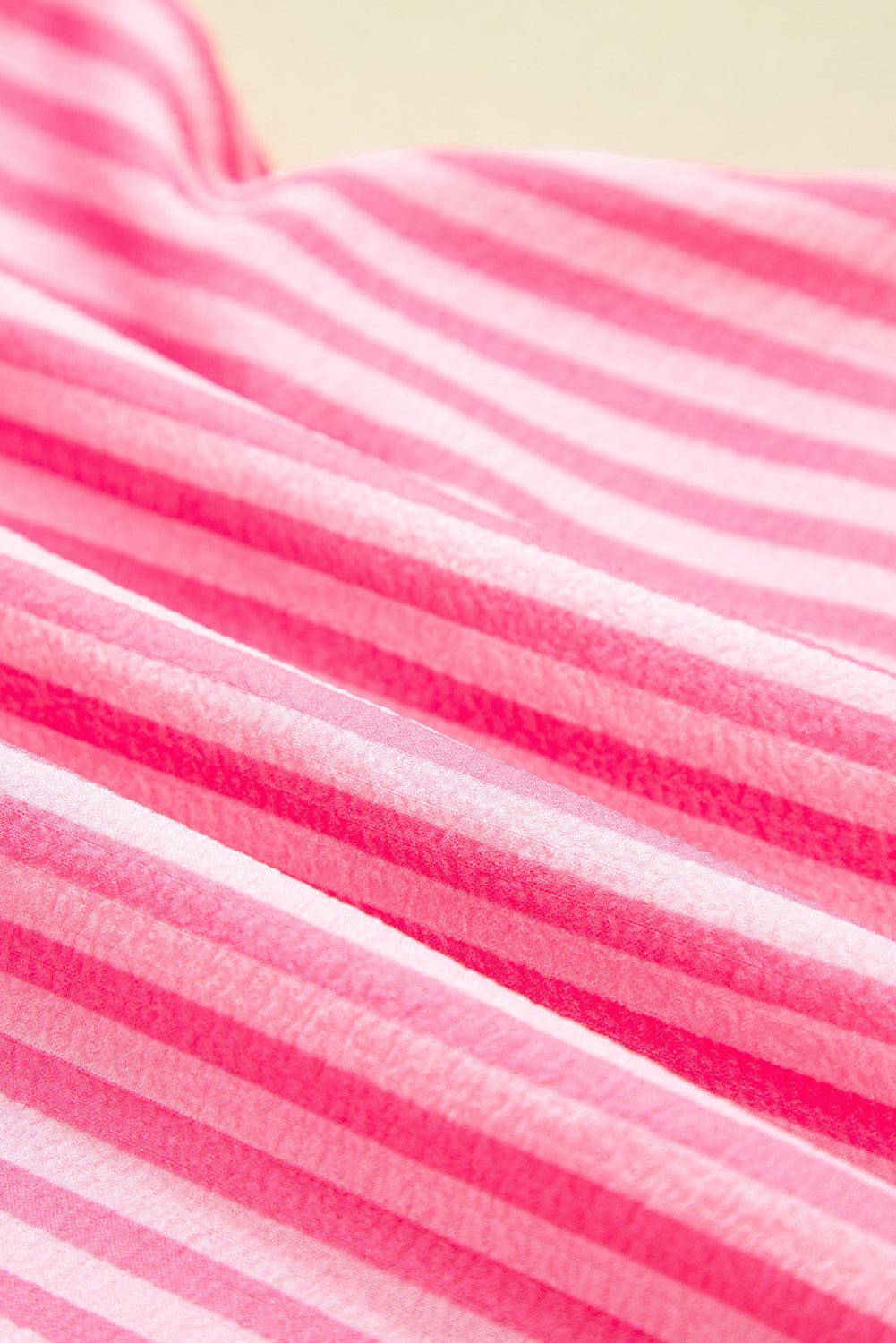 Pink Stripe Flare Sleeve Half Placket Tiered Flowy Mini Dress Short Dresses d69f95e48da9dc41