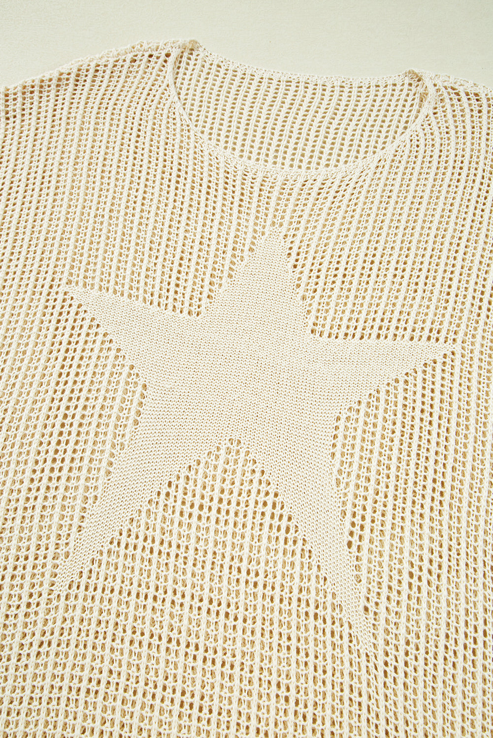 Parchment Hollow Out Knit Star Pattern Plus Size Sweater Plus Size Sweaters&Cardigans d81ef353b22afb33