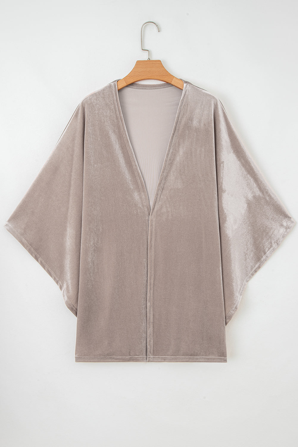 Smoke Gray 3/4 Sleeve Open Front Velvet Kimono Coats d87873575ddc193b